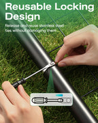 Using the included screwdriver to release a DAFONSO stainless steel cable tie from a pipe
